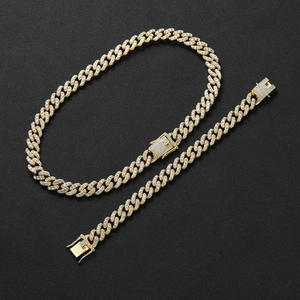 Collana a Catena Cubana con Strass Placcata Oro 12mm, Gioielli <span class=keywords><strong>Hip</strong></span> <span class=keywords><strong>Hop</strong></span> di Moda Europea per Uomo e Donna - Product Image 5