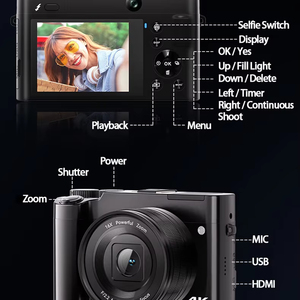 Phong cách Dễ Thương 4k 64mp 1080P 16X Zoom len trẻ em chụp ảnh kỹ thuật số video <span class=keywords><strong>CCD</strong></span> HD trẻ em chơi máy ảnh cho khuôn viên trường du lịch Selfie vv - Product Image 2
