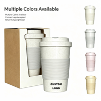 Vente en gros de tasses à café de voyage réutilisables en fibre de blé de 15 oz avec couvercle, qualité alimentaire, sans BPA, résistantes à la chaleur, tasses écologiques pour cadeaux promotionnels