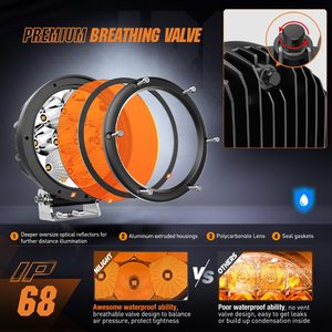 Luz LED de Conducción Combinada Antiniebla y de Inundación de 50W, Amarilla, de 5.7 Pulgadas, con Conector DT y Arnés de Cableado para Motocicleta y Camión - Product Image 4