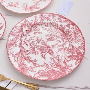 Wholesale European Style 3pcs Flower Patterned Bone China Plate Sets - Product Image 6