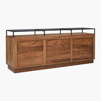 Commode à 6 tiroirs de taille personnalisée en bois avec plateau en verre design moderne couleur noyer pour chambre à coucher