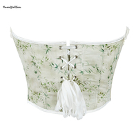 Corselet vintage de grande taille pour femmes Sexy Koset Victorian Floral Lace Trimmed Corset Crop Top avec fermeture éclair niveau de contrôle ferme