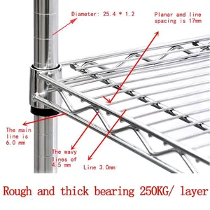 Shelves Metal OEM ODM Chrome Plated Wire Shelving Rack 5 Layer Adjustable Metal Mesh Shelf For Store Home Warehouse