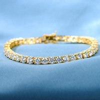 Bracelet de tennis pour dames en laiton léger plaqué or rétro moderne avec zircon cubique et diamant de luxe