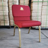 Chaise d'église empilable de haute qualité avec cadre métallique et rembourrage en tissu, avec porte-livre, directement de l'usine