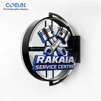 Boîte à lumière holographique avec logo personnalisé, graphiques 3D, cadre circulaire en aluminium, suspendue, résistante aux intempéries, haute luminosité, enseigne de magasin