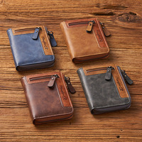 Dompet Pria Pendek Berkualitas Tinggi Bahan Kulit PU Fashion Multi Kartu Dompet Bisnis Resleting Kapasitas Besar
