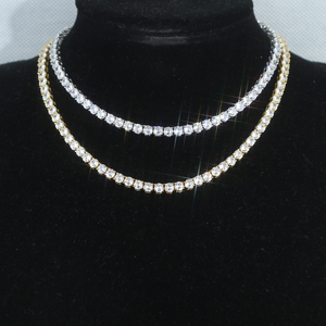 Lusso Bling Cubic <span class=keywords><strong>zirconi</strong></span> completamente pavimentato 1 fila di matrimonio girocolli Sexy per le donne 4MM CZ collana a catena da Tennis regalo per le signore - Product Image 2