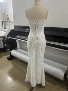 Abito Lungo da Donna Senza Spalline con Motivo Floreale, Stile Sirena, Vita Naturale, Corsetto in Pizzo Bianco per Cocktail <span class=keywords><strong>e</strong></span> Serate Eleganti - Product Image 4