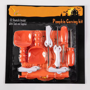 Ensemble de sculpture de <span class=keywords><strong>citrouille</strong></span> d'Halloween innovant et polyvalent de 15 pièces, comprenant des outils en acier inoxydable, des scies et des gabarits de conception - Product Image 1