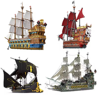 Reobrix 66037 Flying Dutchman Model 66011 Royal Sunshine Pirates Ship Bricks Blocks untuk Membangun Kapal dari Balok