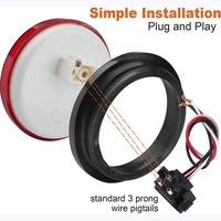 Feux arrière de remorque LED ronds super lumineux de 4 pouces à 24 LED avec œillet et prise à 3 broches, étanches, 12V, feux de freinage