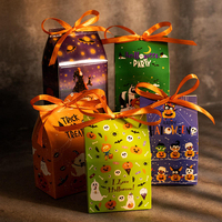 Boîte en papier d'Halloween en gros, petite, personnalisée, en forme de maison, pour bonbons, emballage cadeau, boîte cadeau pliable