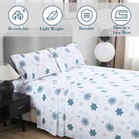 Ensemble de draps en coton ajustés 4 pièces |   Motif floral/végétal jetable au design simple |   Décoration de vacances pour hôtel et usage domestique