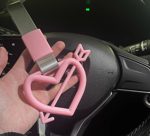 2024 JDM Cupido Flecha piercing Mango en forma de corazón correa de mano Nylon Tsurikawa anillo coche manija Correa advertencia anillo colgante - Product Image 2