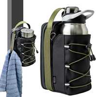 Bolsa de Gimnasio Magnética de Poliéster OEM con Porta Botella de Agua Grande y Anillo para Toalla, Impermeable para Gimnasio y Uso al Aire Libre