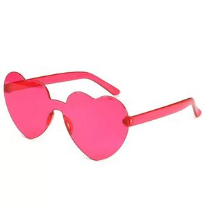 Lunettes de soleil en forme de cœur QM, transparentes, couleur bonbon, sans monture, pour fêtes - Product Image 2