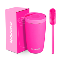 Everich ODM 350ml Gobelet à café 304SS Support de tasse sous vide isolé à double paroi personnalisé avec couvercle rabattable mousseur à lait et brosse