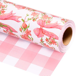Papel de embalaje original de color rosa en forma de lazo, con diseño floral y estampado en cobre, para el Día de la Madre - Product Image 2