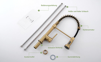Robinet de cuisine FLG personnalisé, vente chaude, mitigeur de cuisine avec douchette extractible, robinet de refroidissement, acier inoxydable de haute qualité, laiton, céramique, moderne