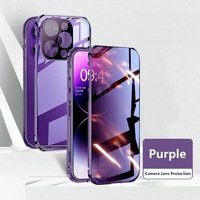 Coque de protection magnétique anti-espion 360° avec objectif d'appareil photo pour iPhone 17 16 15 14 Pro Max, double face en verre