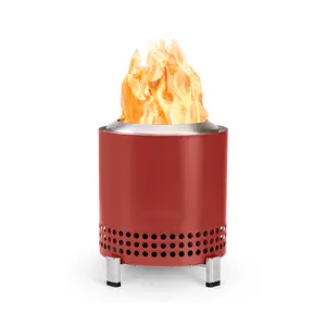 Lubang api meja portabel 304, kompor pembakar kayu Stainless Steel luar ruangan, lubang api tanpa asap