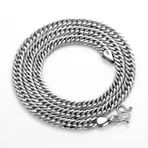 New Design Heavy 925 Silver Double Link Cuban Chain Thick Necklace Men Fine Jewelry 100% 925 Sterling Silver Curb Chain Necklace