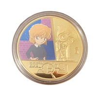 Vente en gros Bon stock Détective métal commémoratif Conan Haibara Ai Bronze Coin UV Imprimé Anime Coin avec thème sportif