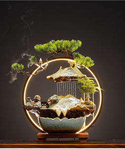 2024 elektrikli brülörler kozalaklar koku tutucu Censer yaratıcı aromaterapi seramik Led ışık geri akış şelale tütsü brülör - Product Image 5