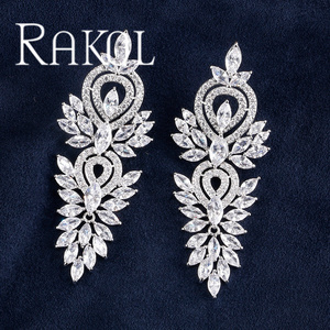 RAKOL EP2181 2024 nouveauté argent bijoux de mariée sans allergie coréen Zircon cristal <span class=keywords><strong>boucle</strong></span> d'oreille pour <span class=keywords><strong>femme</strong></span> - Product Image 1