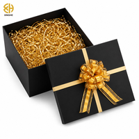 Boîte cadeau rigide de luxe noire mate grande et profonde avec ruban doré à nœud, emballages en carton pour vêtements et cadeaux d'entreprise