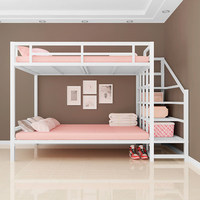 Lit superposé en fer forgé pour petit appartement, lit double moderne et minimaliste, économique, multifonctionnel, mobile