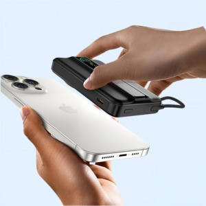 Nuevos Productos 2025, Banco de Energía Magnético 2 en 1 de Estado Sólido, 10000 mAh, 22.5 W, Cables Integrados, <span class=keywords><strong>Mini</strong></span> Banco de Energía Magnético - Product Image 1