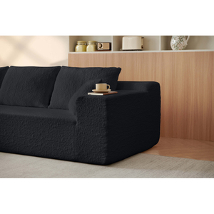 Cloud <b>Convertible</b> Three Seat Sectional Sofa L-Shaped Chaise Modern Black Deep Seat Upholstered Couch for Living Room Bedroom - Product Image 3