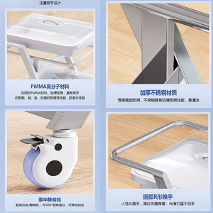 Carrito para endoscopio médico Antares de 3 niveles con ruedas silenciosas de acero inoxidable para hospitales y clínicas - Product Image 5