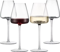 Verres à vin rouge bordeaux Lakotto Light Luxurious Black Tie, en cristal fait main, écologiques, style américain moderne, logo personnalisé