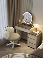 Coiffeuse moderne simple de luxe en bois massif pour chambre à coucher 2025 Nouveau style de meuble-vasque à maquillage intégré pour petits