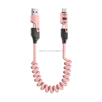 Colorido retráctil 4 en 1 USB C Cable de carga rápida 60W Cable de datos de transferencia de datos portátil para teléfono PC
