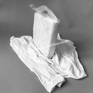Trapos de algodón blancos industriales, trapos de camiseta recuperados, trapos de algodón reciclado de 10 kg para limpieza - Product Image 1