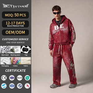 <span class=keywords><strong>Set</strong></span> <span class=keywords><strong>Tuta</strong></span> Sportiva da Uomo 2 Pezzi Personalizzata di Lusso con Strass, Lavaggio Acido, Stampa Serigrafica <span class=keywords><strong>e</strong></span> Zip, OEM - Product Image 1