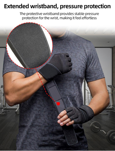 Protège-mains personnalisés en polyester pour la musculation, la remise en forme et l'exercice, antidérapants, rembourrés, demi-doigts, ajustables - Product Image 4