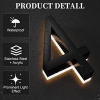 Numéros de maison flottants personnalisés en acier inoxydable avec éclairage LED, panneau d'adresse étanche IP65, décoration publicitaire Bluetooth
