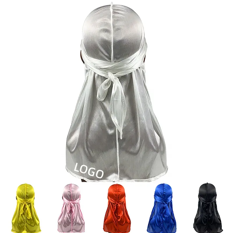 Hot Sale Cheap Multicolor Extra Long-Tail Head Wraps Hat Custom Logo Durags For Men Bonnets Hat