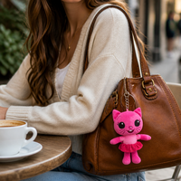 Porte-clés en peluche chat rose mignon, animal en peluche doux, breloque pour sac à dos, sac à main, clés, mini pendentif Kawaii, cadeau, poupées en peluche