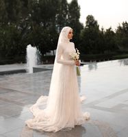 Robes de mariée Mily Bridal MM013 élégantes à col haut, manches longues, sequins, hijab, robes de mariée brillantes, robes de mariée arabes musulmanes