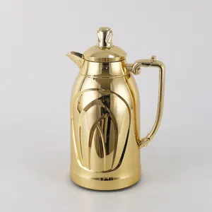 2024食品级豪华阿拉伯保温瓶1000毫升茶壶达拉保温瓶咖啡壶，内带粉色玻璃