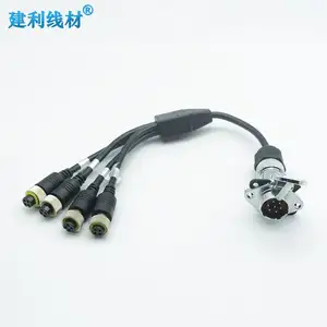 7Pin Trailer Coil Cable Set For 4-Channel Camera Display - Muti Camera Cable For Trailer Truck Rearview Camera System