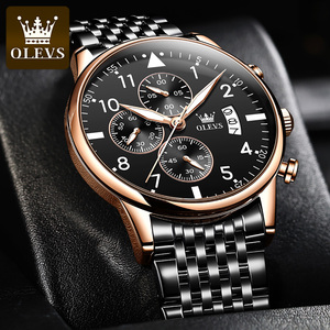 OLEVS 2869 Montres-bracelets de luxe pour hommes en or Montres de marque pour hommes Montre à quartz pour homme Étanche en acier inoxydable Mode Affaires <span class=keywords><strong>Calendrier</strong></span> - Product Image 5