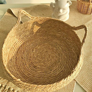 Op Maat Gemaakt Logo Hond En Kat Huisdier Stro Geweven + Katoenen Touw Mand Met Dikke Pad - Product Image 5